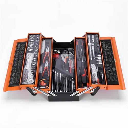 Multi-layer Foldable Convenient Portable Orange Professional 85 Pcs Chrome Vanadium Household Auto Hand Tool Ratchet Socket Set