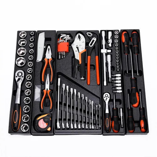 Multi-layer Foldable Convenient Portable Orange Professional 85 Pcs Chrome Vanadium Household Auto Hand Tool Ratchet Socket Set